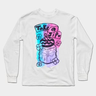 Take A Sip Watercolor Beverage Long Sleeve T-Shirt